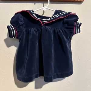 Vintage baby velour sailor dress - 3-6 months